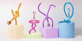4 Pcs Telescopic Suction Cup Giraffe Toy, Funny Pop Tubes Sensory Toy For Toddlers, Educational Fidget Toys For Anxiety Kids For 3 4 5 6 7 8 9 Year Old Boys Girls