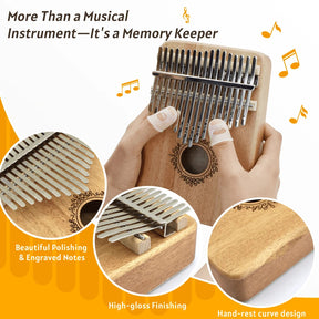 5 Styles Kalimba 17 Key Thumb Piano, Portable Mahogany Thumb Piano With Instructions, Carrying Case, Hammers - Cherry Wood - Musical Instruments For Music Lovers, Beginners, Outdoor Pianos (Butterfly Love Flower--B)