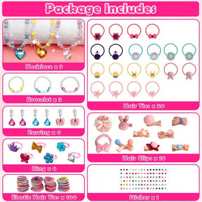 Kids Jewelry Toys For Girls Ages 3 4 5 6 7 8 9 10, Toddler Dress Up Play Jewelry Set, Princess Jewelry With Hair Clips & Hair Ties, Christmas Birthday Gifts For Girls 3-12 Years Old