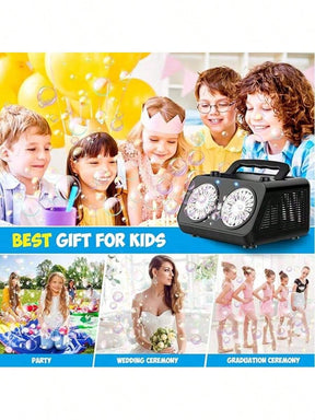 Automatic Bubble Blower Machine - High Capacity Electric Bubble Maker With 2 Fans, 20,000+ Bubbles Per Minute, For Kids & Adults, Dual Power (Battery & Plug-In), Ideal For Parties & Outdoor Play